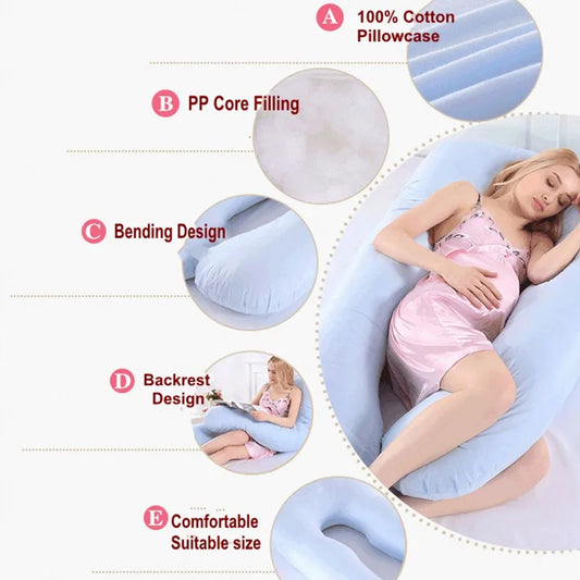 Pangdube 130x70 cm Pregnancy Pillow | U Shaped Full Body Maternity Cushion | Total Support for Back Hips and Belly