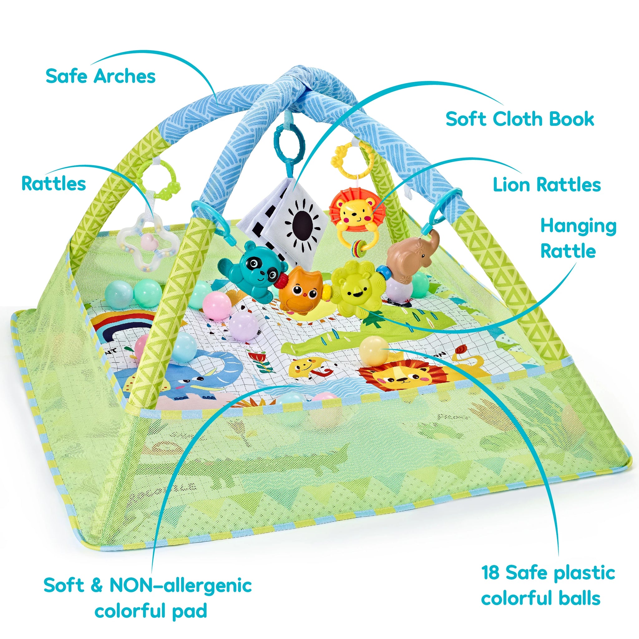 Multifunctional Baby Play Gym – Activity Mat with Hanging Toys for Newborns & Toddlers
