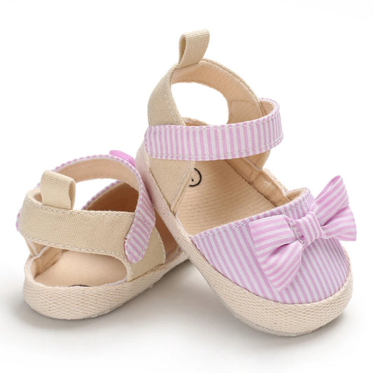 Baby Bow Summer Sandals – Soft Anti-Slip Prewalker Shoes for Girls