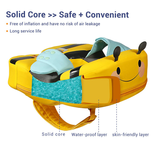 Mambobaby Non-Inflatable Baby Float – Safe Swim Trainer with Sun Canopy