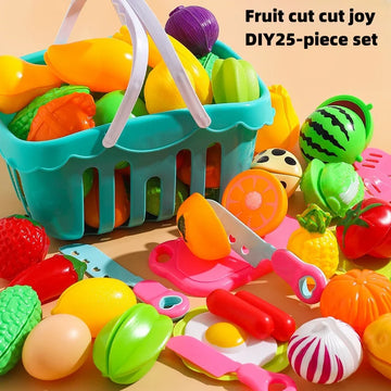25-Piece Fruit & Veggie Cutting Toy Set – Musical Pretend Play Kitchen for Kids