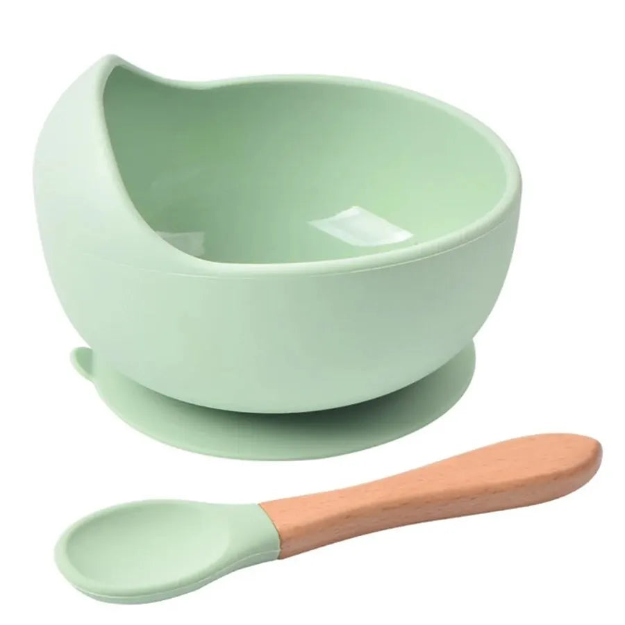 Spill-Proof Silicone Baby Bowl with Spoon – Food-Grade Tableware for Toddlers