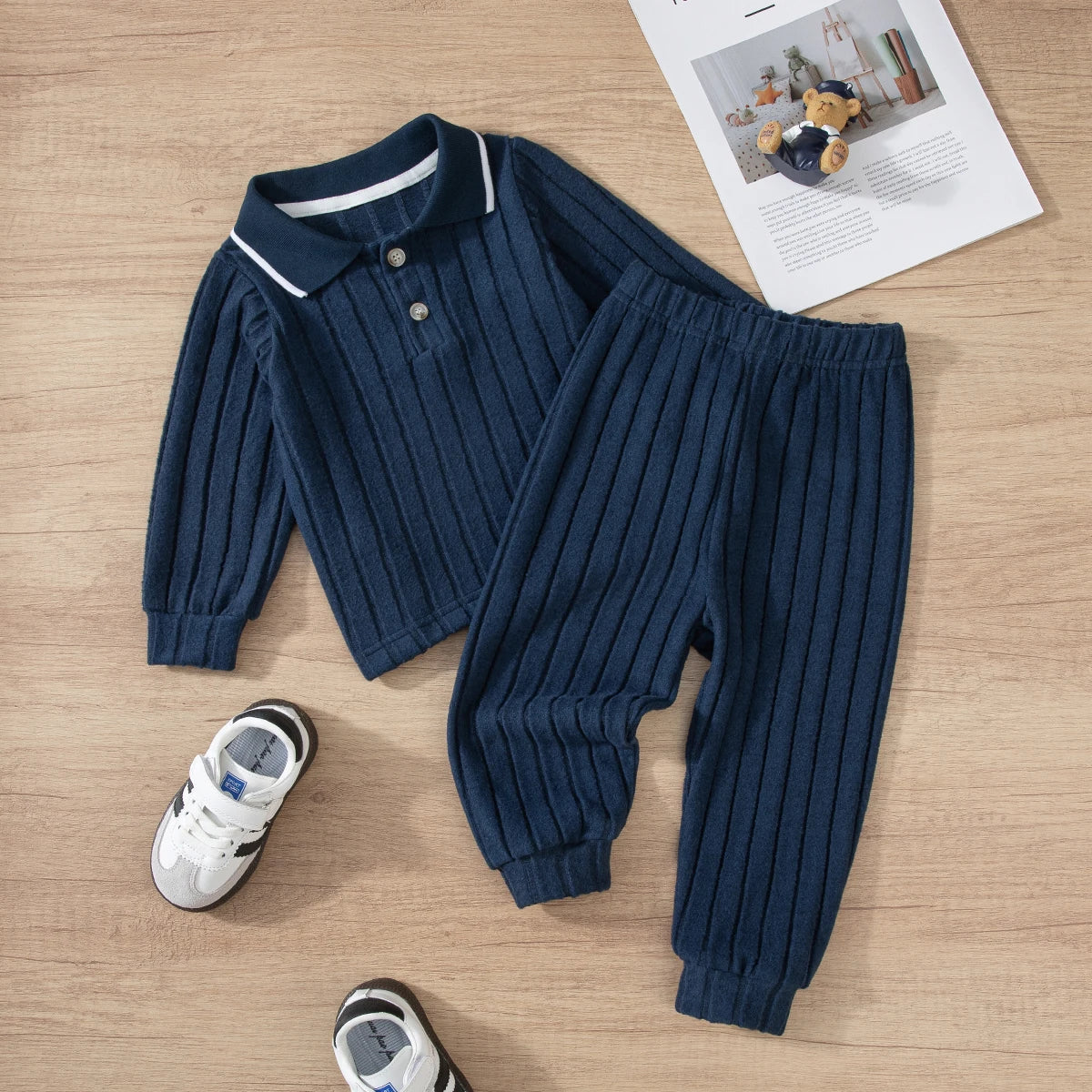 Premium Ribbed Knit Two-Piece Set for Boys – Cozy Elegance for Everyday Adventures