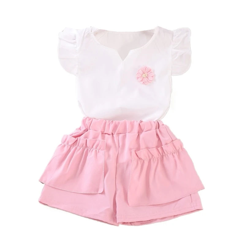 Summer Baby Girl Outfit – 2-Piece Vest & Shorts Casual Set