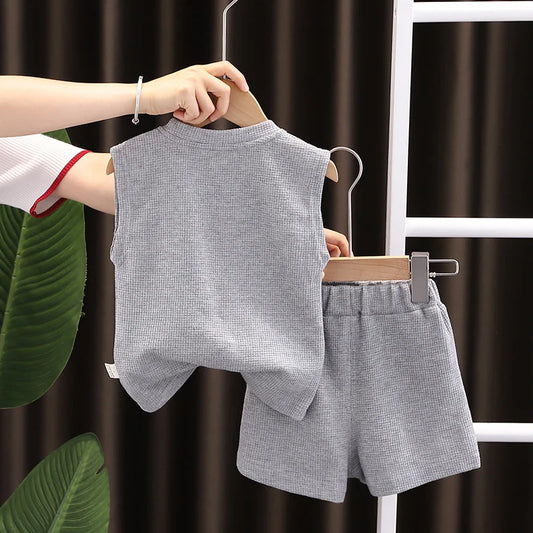 Premium Boys’ Summer Waffle Set – Soft, Stylish & Ready for Everyday Adventures!