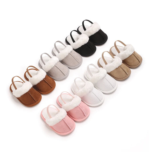 0-18M male and female baby autumn and winter cotton slippers with plush insulation soft sole comfortable indoor walking shoes