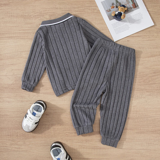 Premium Ribbed Knit Two-Piece Set for Boys – Cozy Elegance for Everyday Adventures
