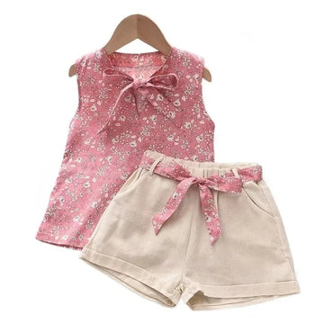 Toddler Girl Summer Set – Sleeveless Vest & Shorts 2-Piece Outfit