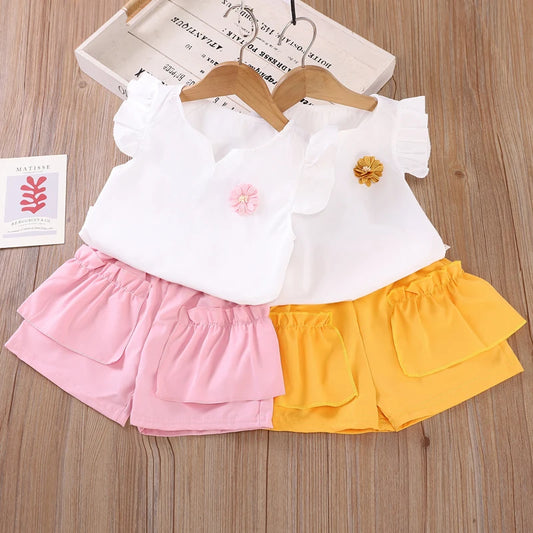 Summer Baby Girl Outfit – 2-Piece Vest & Shorts Casual Set